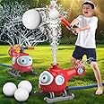 LUSTERMOON 2 in 1 Water Sprinkler Baseball Toy Set, Spinning Water Spray Toy, Summer Outdoor Sprinkler T Ball Game Lawn Backyard Game for Kids (Airplane)