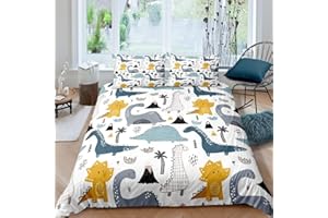 Homemissing Set di biancheria da letto per bambini con dinosauri e animali della giungla, copripiumino per ragazzi e ragazze, biancheria da letto per letto matrimoniale