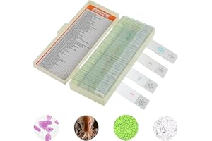 HUAREW 60 Piezas Portaobjetos Microscopio Preparadas para Niños,Muestras Microscopio de Plantas Animales Insectos Cellular, Científico Portaobjetos de Microscopio para Educación, Uso Escolar en Casa