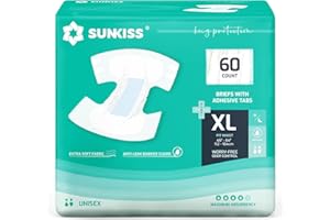 SUNKISS TrustPlus Pieluszki dla dorosłych mężczyzn i kobiet, chłonne majtki z nietrzymaniem moczu, jednorazowe pieluchy do wycieku moczu, Unisex, Rozmiar XL, 60 sztuk