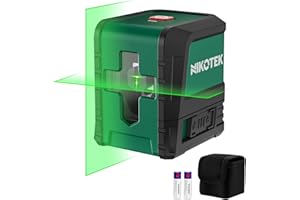 Nivel Láser Verde Nikotek,Autonivelante Láser de Líneas Cruzadas Horizontales y Verticales para Decoración del Hogar Bolsa de Transporte, 2xBatería Incluida IP54