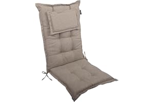 LILENO HOME Mar Cuscini per sedia da giardino, in set da 1, per sedia a sdraio con schienale alto, tortora Y, comodi cuscini per sedie pieghevoli