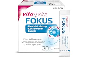 Vitasprint Fokus Direktsticks, 20 St. – Mit Vitamin B-Komplex für mentale Leistungsfähigkeit, Konzentration und Energie sowie