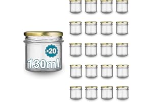 Espirito Rebelde Pack de 20 Pots à Confiture en Verre Vides 130ml- Bocaux en verre, Bocaux pour Conserves et Confitures, Pot a Miel en Verre, Pot a Yaourt, Pot Sauce- Marriage