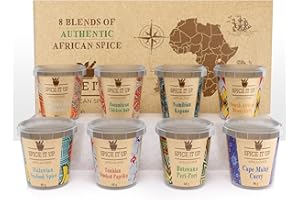 CAFFÉLUXE Spice It Up l Authentic Gourmet African Spices for Cooking, Cooking Gift Set for Him - 8 unique flavours - Spices Gift Set, Amazing Meat Rub and Seasoning - Harissa, Dukkah, Ras El Hanout & more