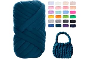Uiopa Filato Gigante Blu Denim, 500g Filo Cotone Grosso Tubolare a Mano, Gomitolo di Filato Chunky Yarn per Borse, Coperte, Cestini, Nidi di Animali Domestici, Artigianato Fai-da-Te
