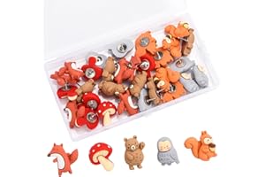 ALLBESTS Push Pins 30Pcs Cute Push Pins Animal Push Pins for Cork Board(Multiple Animals)