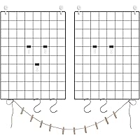 SONGMICS Fotowand aus Drahtgitter, Wanddekor, Wandgitter, DIY, multifunktionale Gitterwand, mit S-Haken, Klammern und…