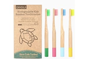 CDILOGO Cepillo de dientes de bambú, cepillos de dientes ecológicos para bebés y niños, cepillo de dientes suave de viaje, paquete de 4