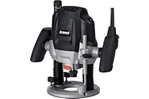 Trend T7 1/2 Inch Variable Speed Workshop Router and Kitbox, Perfect for Kitchen Fitting, Worktop Joints & Timber Profiling, 2100W, 240V, Black, T7EK