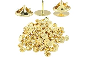 SHSHbuy Fermoirs Papillon,50 Paires Pinces à Papillon,Broche Papillon,Fermoir Pins Remplacement Arrière avec Epingles Vierges pour l'artisanat et Jewelry Making (or)