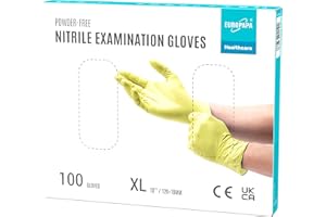 EUROPAPA® 100 guantes de nitrilo desechables, guantes desechables de nitrilo, sin polvo, sin látex, no estériles, sin látex, guantes disponibles (XL, amarillo)