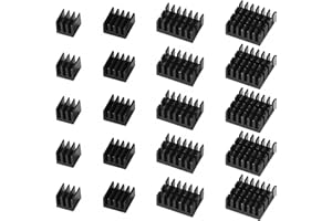 VooGenzek 20 Stücke Aluminium Kühlkörper Bausatz, Kühler Fin Kühlkörper, Kühlkörper Kühler, mit Wärmeleitender Spezialklebefolie, zur Kühlung Elektronischer Komponenten, Schwarz