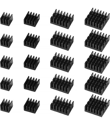 20 Dissipateurs Thermiques Aluminium 7x7x6mm Sourcing Map - Auto-adhésifs Noirs Pour Composants électroniques