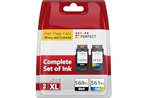 INKSPIRIT 560XL 561XL Ink Cartridges, PG-560 Black & CL-561 Colour XL, High Capacity Replacement Canon 560 561 Ink Cartridges for Pixma TS5350 TS5351 TS5352 TS5353 TS7450 TS7451 (2 Pack)