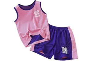 GENERIC Camiset Baloncesto Niño,Conjunto Baloncesto Niño 2 Piezas, Equipación Baloncesto Niños Sin Mangas, Camisetas de Baloncesto para Niños + Pantalones Cortos, Trajes de Baloncesto 4 a 14 años