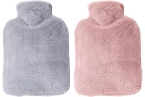 SKHAOVS 2 Pezzi Copertura per Borsa dell'acqua Calda da 2L in Peluche, Fodera in Peluche Morbida per Comfort Fornisce Calore a Bambini Adulti, Solo Copertura Nessuna Bottiglia