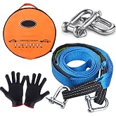 UIHOL Tow Rope Sling, Resistance 9 Ton 5M Length, Solid Material, Heavy Duty Towing Vehicle Strap with 2 Shackles and Anti-Sl
