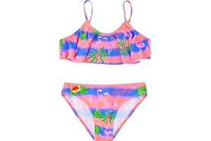 POWER FLOWER Costume da Bagno per Ragazze Costume Intero a Due Pezzi con Volant Set di Costumi da Bagno Tankini Abbigliamento Mare per Bambini 4-16 Anni Ragazza