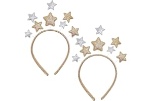 SAIIURV 2 Pezzi Cerchietto Natalizio Stelle, Cerchietto per capelli Stelle Paillettes Argento Oro per Bambina Donna Ragazza, Gli Accessori Per Abbigliamento
