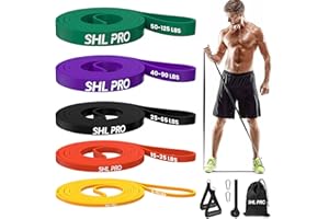 SHL PRO Elastiche Resistenza Band, Set di 5 con Kit di Accessori, Fascia Elastica Fitness per Allenamento Stretching Powerlifting Resistenza, L'Allenamento Della Forza e La Terapia Fisica