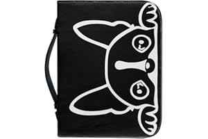 Kuiaobaty Kawaii Dog Print Book Bag Notebook Cover Case for Women, Cartoon French Bulldog Book Sleeve Zipper Tote Book Holder Organizer
