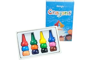 Richgv Toddler Crayons, Non Toxic 12 Colour Washable Palm-Grip Finger Crayons Safty Colourful Wax Pencils Art Set Toddlers Markers Kids Educational Learning Drawing Pen(Finger)…
