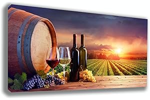 printerland.it Quadri Moderni VINO tramonto vigneto toscana Stampa Tela CANVAS Arredamento XXL Arredo cucina soggiorno salotto camera da letto ufficio bar ristorante pub (50x100)