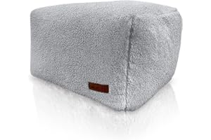 Aiire Reposapies Puff Salon Borreguito - 50x40x30 cm Puf Cuadrado Moderno o Taburete para Reposa Pies Sofa - Cojin de Suelo XXL para Decoracion Habitación Adolescente o Bean Bag Gamer Gris