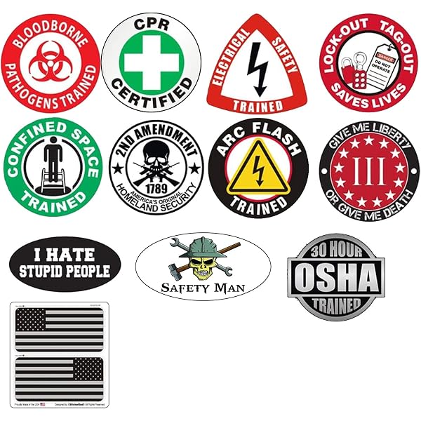 Set Of 7 Safety Decals - "CONFINED SPACE RESCUE TRAINED" Hard Hat/Helmet Stickers