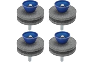 HUAREW Afilador de cuchillas desafiladas de cortacésped, cortacésped, afilador de cuchillos, cortacésped para cualquier taladro eléctrico manual y herramientas de jardín (azul, 4 piezas)