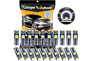 DEFVNSY 20pcs Blanco T5 W3W W1.2W 73 74286 17 18 27 37 86 2721 Bombilla LED 3030 3SMD para indicador de cuña Lateral del Coche Panel de Instrumentos Luz cúpula Luces de Mapa 12V