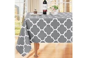 ‎SMIRY Smiry Tablecloth, Washable, Rectangular, 100 x 140 cm, Polyester Tablecloth, Water-Repellent, Lotus Effect, Moroccan Table Linen, Dirt-Repellent, Wipe Clean Tablecloth for Outdoor Party, Kitchen, Grey