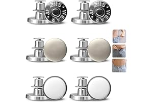 LUVADEYO Botones instantáneos sin coser, juego de 6 botones de repuesto para jeans, 17 mm, botones de aleación extraíbles, botones instantáneos, juego de botones ajustables para jeans