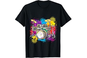 BAGUETTES DE BATTERIE CADEAU MUSIQUE BATTERIE Batteur Percussion Tambours Colorés Batterie T-Shirt