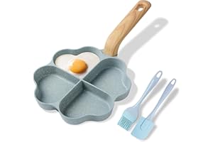 RIOVARM A 4 fori A forma di cuore Padella per uova Antiaderente In granito Padelle piccole Induzione Padella Creativo Carino Padella per frittata senza PFOA Sana Pancake Padella per la colazione