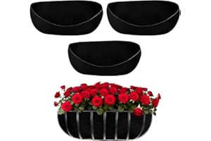 Griwuut 3Pcs 30-inch Fabric Planter Basket Liners, Felt Flower Pot Liners, Wall Trough Liners, Felt Window Box Liners & Hanging Plant Liners for Garden Wall Hanging Planters, Flowers and Vegetables