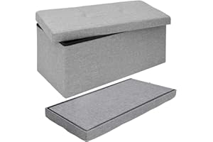 DuneDesign folding Ottoman 76x38x38cm 80L rectangular upholstered Light Grey