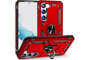 Fetrim Funda para Galaxy S23 5G, Carcasa Shock Absorción de con Anillo de rotación Soporte para Samsung Galaxy S23 5G Rojo