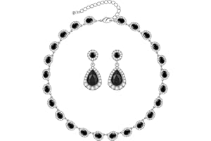 LILIE&WHITE Parure collier et boucles d'oreilles en cristal transparent et oxyde de zirconium pour femme Accessoires de mariage