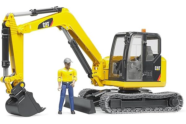 bruder - 02466 - Mini Pelleteuse CATERPILLAR Jaune avec Personnage