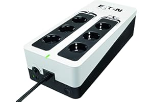 Eaton Onduleur Parafoudre Eaton 3S 450 DIN - Off-line UPS - Alimentation Sans Interruption - Puissance 450VA (6 prises DIN, Parasurtenseur, Silencieux) - Noir&Blanc