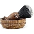 Haryali London Shaving Brush Set Synthetic Hair Shaving Brush and Soap Bowl Elegant Vintage Shaving kit for Men -Eco Friendly Vegan Bristle and Durable Wooden Shaving Set