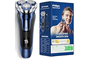 FitSan Electric Razor for Men: Wet & Dry Beard Shavers-IPX7 Waterproof -Rechargeable Cordless Foil Shaver with Pop up Trimmer -Travel Lock - Close Shave & SkinProtect
