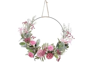 ‎GALPADA FrüHlingsdeko TüRkranz, KüNstliche Blumenkranz Mit Metallring, HäNgender Kranz FüR Hochzeit, Fenster Und Wanddekoration, 41cm, Pink