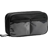 MFLABEL School Pencil Case with 3 Compartments, Black/White, 7.9 &times; 3.9 &times; 2.8 inches, School Pencil Case