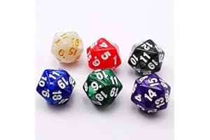 BESCON DICE Bescon D20 Spindown Dice 22MM, Assorted Marble Colors 6pcs Set
