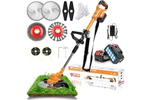 GAPBVYS Coupe Bordure sans Fil avec Batterie Brushless Débroussailleuse à Batterieavec 21V 2 Batteries, Débroussailleuse Electrique sans Fil pour la Coupe 90° Poignée Réglable, pour Jardin Élagage