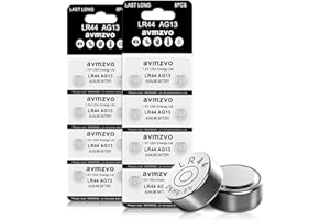 AVMZVO AG13 LR44 Pile Bouton Alcaline 1.5V, Lot de 16 (357/357A/L1154/A76/GPA76), sans Mercure,【3 Ans Garantie】 (LR44-16)