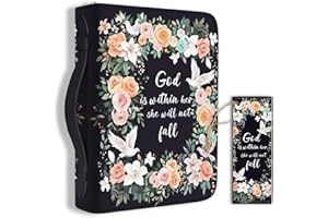 Hobbspring 1 funda grande para la Biblia, 20,3 x 28,5 x 5,9 cm, piel sintética, con marcapáginas, flores y palomas, bolsa de transporte para mujeres y hombres, cuadernos de Biblia, accesorios de